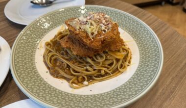 (Fusion) Linguine With Spicy Chicken Katsu And Curry Sauce