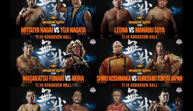 Full Event Card for Dradition's November 14th show at Korakuen Hall.