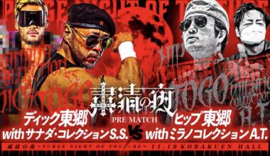 Purge Night pre-show match– Dick Togo w/“Sanada Collection S.S.” vs “Hip Togo” w/Milano Collection A.T.