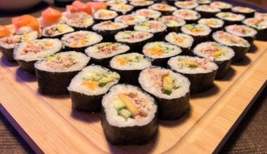 Homemade sushi kinda night ☺️ that was the second time making them! I think they turned out pretty good!