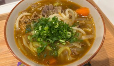 Beef and pork curry udon go Blue Jays holy shit they grand slammed it up to nine