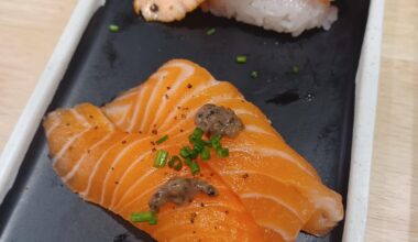 My local revolving sushi bar offers incredibly delicious nigiri.