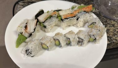 First time ever making sushi in the back of the plate. Second time ever making sushi 5 minutes later in the front of the plate