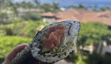 Spicy tuna burrito in paradise