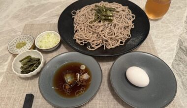 [homemade] Cold soba with egg & simple toppings