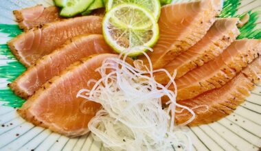 Homemade seared salmon sashimi