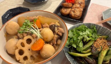 Made some miso-y chicken & vegetable stew with a couple of sides