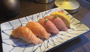 Salmon & fatty tuna nigiri from Raleigh 🍣