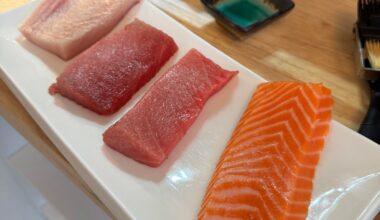 The classics: Toro, Salmon and Hamachi (plus Japanese Uni).