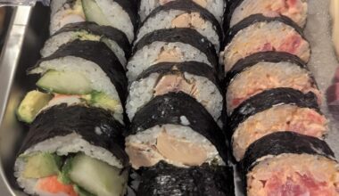 2nd time making sushi for poker night. Cali, Philly, and Spicy Tuna (left to right) plus First Royal Flush I've ever seen (2nd pic)
