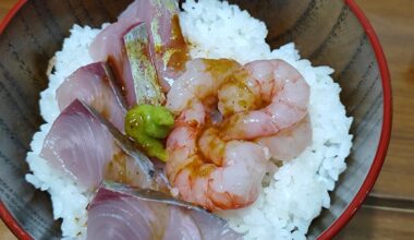 Kanbachi （amberjack）and Red shrimp