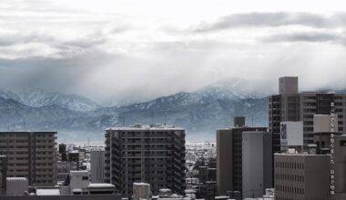 Toyama City Skyline in Winter