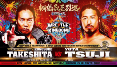 Official match graphic for Takeshita vs. Tsuji