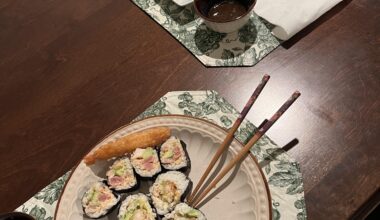 First time making sushi at home. Didn’t turn out *too* bad.