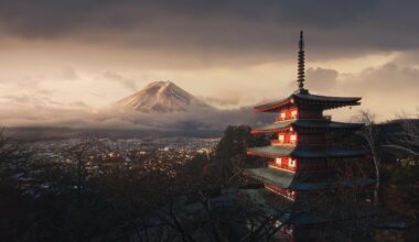 Mt. Fuji as seen by Chureito Pagoda