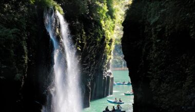 Takachiho Gorge and the Gundam in Fukuoaka