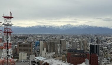 The Tateyama Mountain Range seen from the Toyama City Hall observatory today.