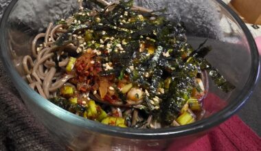 Inspired by another user. Dipping sauce is perfect! Hondashi, soy, chili crisps, gochugaru, garlic, tuna fish sauce, sesame oil and green onions.