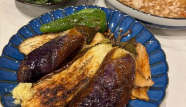 I made some daikon soboro ankake, spinach gomaae, and some grilled vegetables