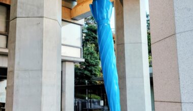 The two-story tall umbrella at Kyoto University of the Arts