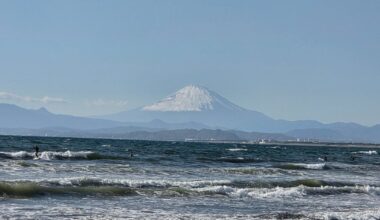 Mt. Fuji from beach near Enoshima Aquarium