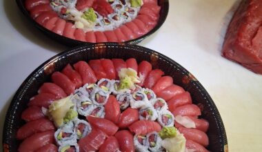 Hagashi O-toro, chu-toro akami tuna and some rolls