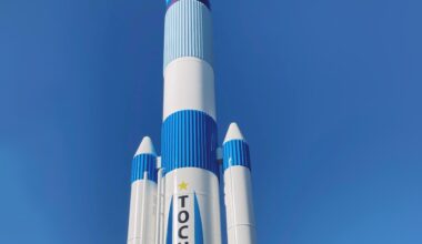 A rocket almost in the middle of nowhere.
