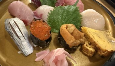 Omakase spread for 5k yen from a sushi shop at the 2nd floor of Nakano Broadway