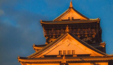 Osaka Castle during sunset
