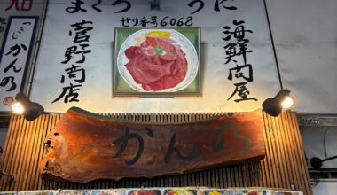 Could someone please translate/let me know the name of this Sashimi Bowl shop in Tokyo?