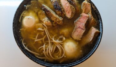 soba in ginger, garlic dashi w/ pork shoulder.