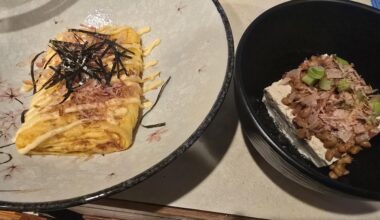 今朝のだし巻き玉子と納豆かけ豆腐