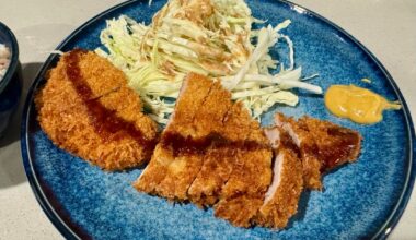 Homemade tonkatsu with karashi mustard