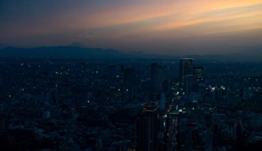 Mount Fuji from Tokyo at dusk