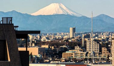 Mount Fuji this morning with lenticular clouds (view from Tokyo)