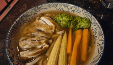 Homemade Grilled Chicken Udon Soup