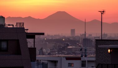 Sunset over Mount Fuji this evening from Tokyo