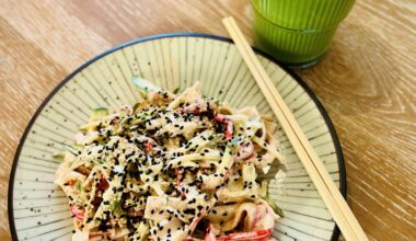 Kani salad and coconut matcha latte
