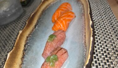 What do y’all think ? Dry aged masunosuke nigiri and dry aged o’toro nigiri