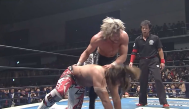 Tanahashi denies Kenny Omega the One Winged Angel and hits a Poisonrana!