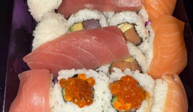 Weis grocery store sushi, I added salmon roe.