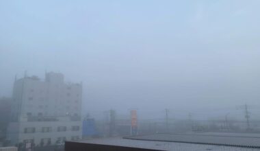Unusual foggy morning in Hakata, Fukuoka.