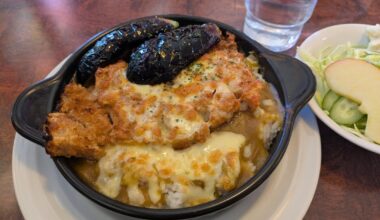 Cheese katsu curry rice with eggplant in Yonezawa, Yamagata