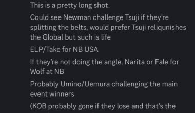 [WRESTLE KINGDOM SPOILERS] My NYD predictions that I made on discord