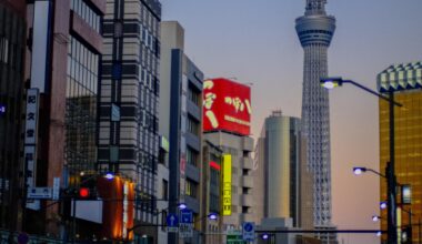 Skytree seen from the streets of Asakusa