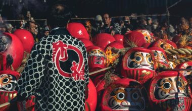 Scenes from a local Daruma burning festival