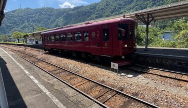 Nostalgic local train in Gujo Hachiman, Gifu