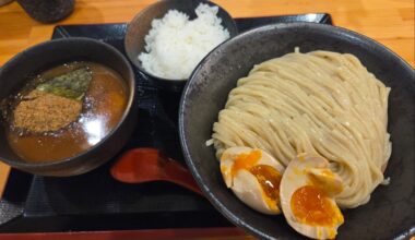 Tsukemen (dipping-style ramen) with rice on the side