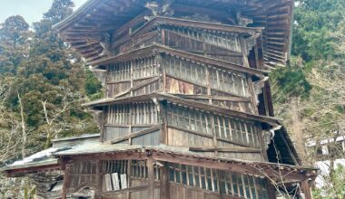 The Aizu Sazaedo, Aizu Wakamatsu in Fukushima, is a one-of-a-kind double-helix pagoda—unique in Japan and believed to be unmatched anywhere in the world—where two spiral ramps allow visitors to ascend and descend without ever crossing paths.