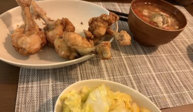 My husband’s homemade "Tulip Chicken" (fried chicken drumettes). I’m not great at taking photos, but the technique and taste were amazing! 🍗😊 [OC]